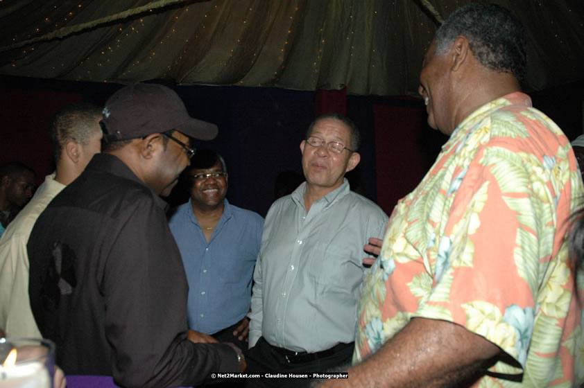 The Hon. Orette Bruce Goldwin, M.P., Prime Minister of Jamaica, Minister of Tourism, Hon. Edmund Bartlett, and Director of Tourism, Basil Smith at the Air Jamaica Jazz and Blues Festival 2008 The Art of Music - Thrusday, January 24, 2008 - Air Jamaica Jazz & Blues 2008 The Art of Music venue at the Aqaueduct on Rose Hall Resort & Counrty Club, Montego Bay, St. James, Jamaica W.I. - Thursday, January 24 - Saturday, January 26, 2008 - Photographs by Net2Market.com - Claudine Housen & Barry J. Hough Sr, Photographers - Negril Travel Guide, Negril Jamaica WI - http://www.negriltravelguide.com - info@negriltravelguide.com...!