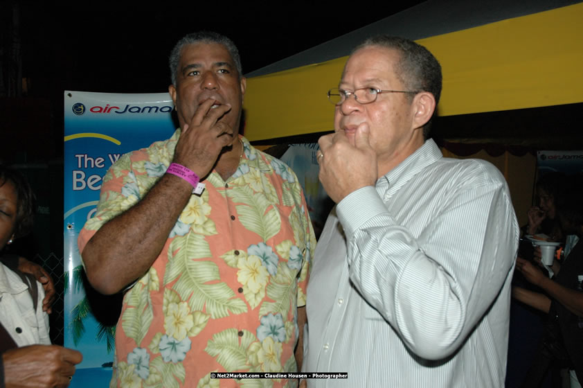 The Hon. Orette Bruce Goldwin, M.P., Prime Minister of Jamaica, Minister of Tourism, Hon. Edmund Bartlett, and Director of Tourism, Basil Smith at the Air Jamaica Jazz and Blues Festival 2008 The Art of Music - Thrusday, January 24, 2008 - Air Jamaica Jazz & Blues 2008 The Art of Music venue at the Aqaueduct on Rose Hall Resort & Counrty Club, Montego Bay, St. James, Jamaica W.I. - Thursday, January 24 - Saturday, January 26, 2008 - Photographs by Net2Market.com - Claudine Housen & Barry J. Hough Sr, Photographers - Negril Travel Guide, Negril Jamaica WI - http://www.negriltravelguide.com - info@negriltravelguide.com...!