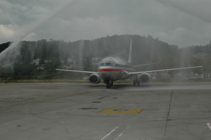 Inaugural Flight - American Airlines - Two New International Routes - Service Between Montego Bay, Jamaica & Dallas/Fort Worth, Texas - Gate 12 - Sangster International Airport, Montego Bay, St. James, Jamaica W.I. - February 3, 2006 - Negril Travel Guide, Negril Jamaica WI - http://www.negriltravelguide.com - info@negriltravelguide.com...!