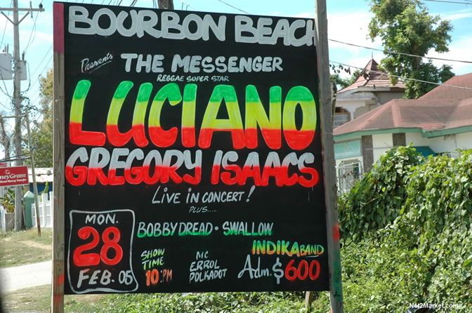 The Messenger, Reggae Super Star - Luciano - Gregory Isaacs - Bobby Dread - Swallow - backed by the Indika Band - Boubon Beach Restaurant, Beach Bar & Oceanfront Accommodations - Negril Travel Guide, Negril Jamaica WI - http://www.negriltravelguide.com - info@negriltravelguide.com...!