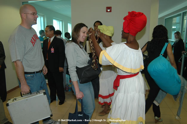 MBJ Airports Limited Welcomes WestJet Airlines - Inaugural Scheduled Service From Toronto Pearsons International Airport - Monday, December 10, 2007 - Sangster International Airport - MBJ Airports Limited, Montego Bay, Jamaica W.I. - Photographs by Net2Market.com - Barry J. Hough Sr, Photographer - Negril Travel Guide, Negril Jamaica WI - http://www.negriltravelguide.com - info@negriltravelguide.com...!