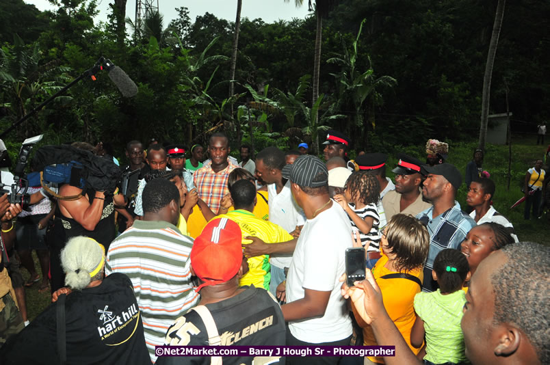 Usain Bolt of Jamaica - The Fastest Man In The World  - Usain Bolt Homecoming Celebrations - Press Conference at the Grand Bahia Principe &amp; Sherwood Content - Waldensia Primary School - Photographs by Net2Market.com - Barry J. Hough Sr. Photojournalist/Photograper - Photographs taken with a Nikon D300 - Negril Travel Guide, Negril Jamaica WI - http://www.negriltravelguide.com - info@negriltravelguide.com...!