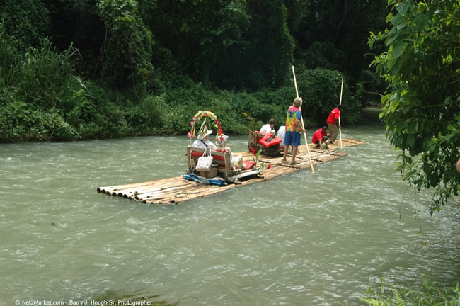 Rafting on the Martha Brae - Virgin Atlantic Inaugural Flight To Montego Bay, Jamaica Photos - Sir Richard Bronson, President & Family, and 450 Passengers - Rafting on the Martha Brae - Tuesday, July 4, 2006 - Negril Travel Guide, Negril Jamaica WI - http://www.negriltravelguide.com - info@negriltravelguide.com...!